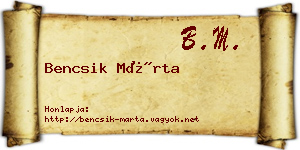 Bencsik Márta névjegykártya
